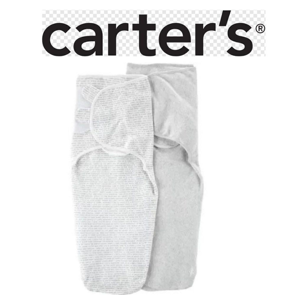 2 pack Carter's Baby Small 0-3 M White & Gray Swaddle Sleeping Bag Size …